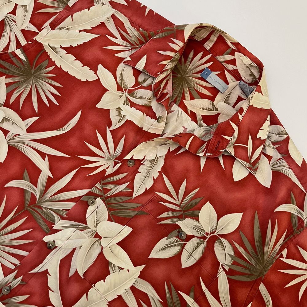 Half Moon Bay Mens Hawaiian Short Sleeve Shirt, Half Moon Bay Maroon‎ Short 497